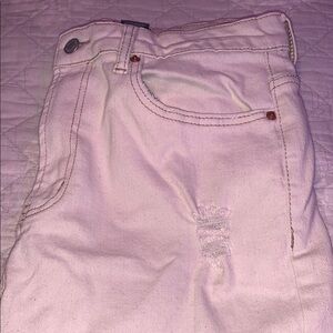 High Rise Pink Distressed Jeans